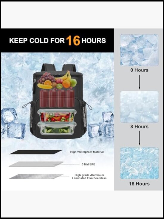 Insulated Backpack Cooler Lightweight Waterproof Leakproof Travel Camping Picnic